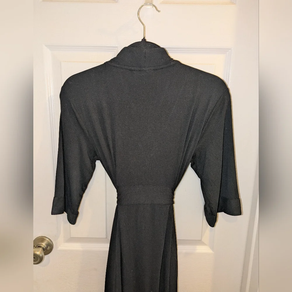 NWOT QUINCE Bamboo Jersey Robe Tie Organic Black - Picture 2 of 3